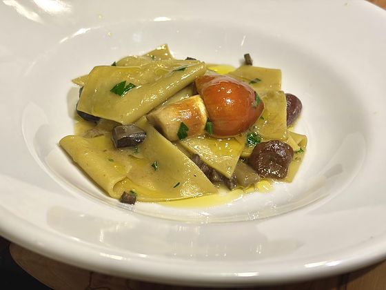 Pappardelle (handmade pasta) with wild mushroom sauce