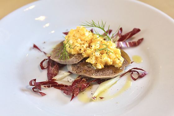 Beef tongue bollito with boiled-egg sauce